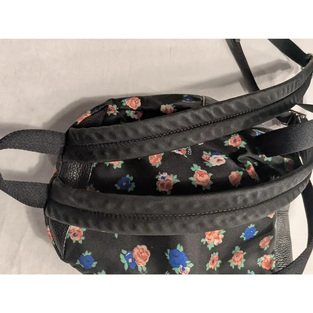 Coach Mini Charlie Backpack Tea Rose Floral Dog Patch Back Pack Purse Bag